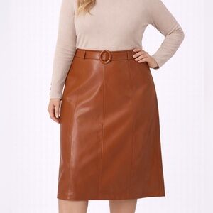Versona Faux Leather Midi Skirt with belt -Size 16 ✨